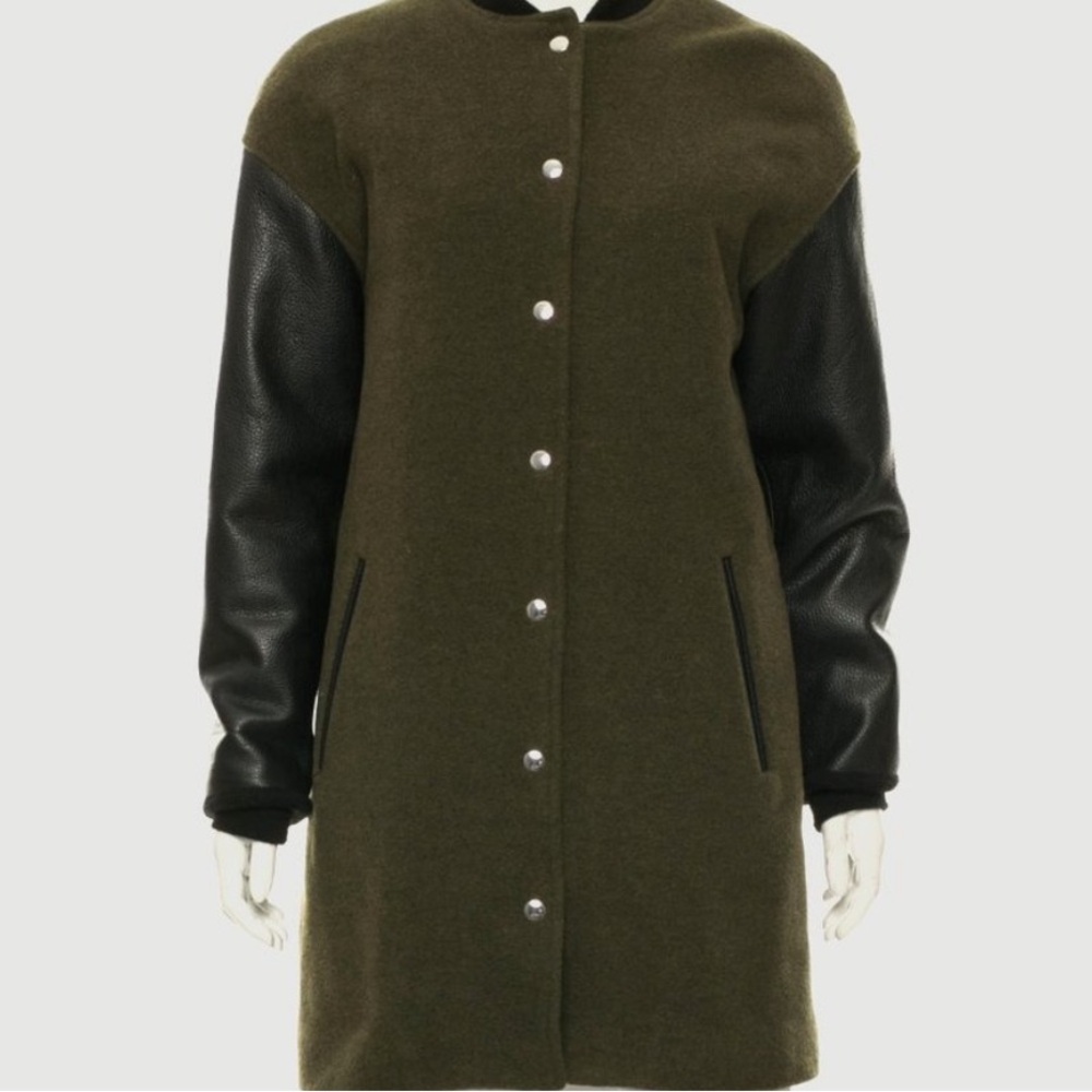 Alexander Wang Dark Green and Black Varsity Jacket